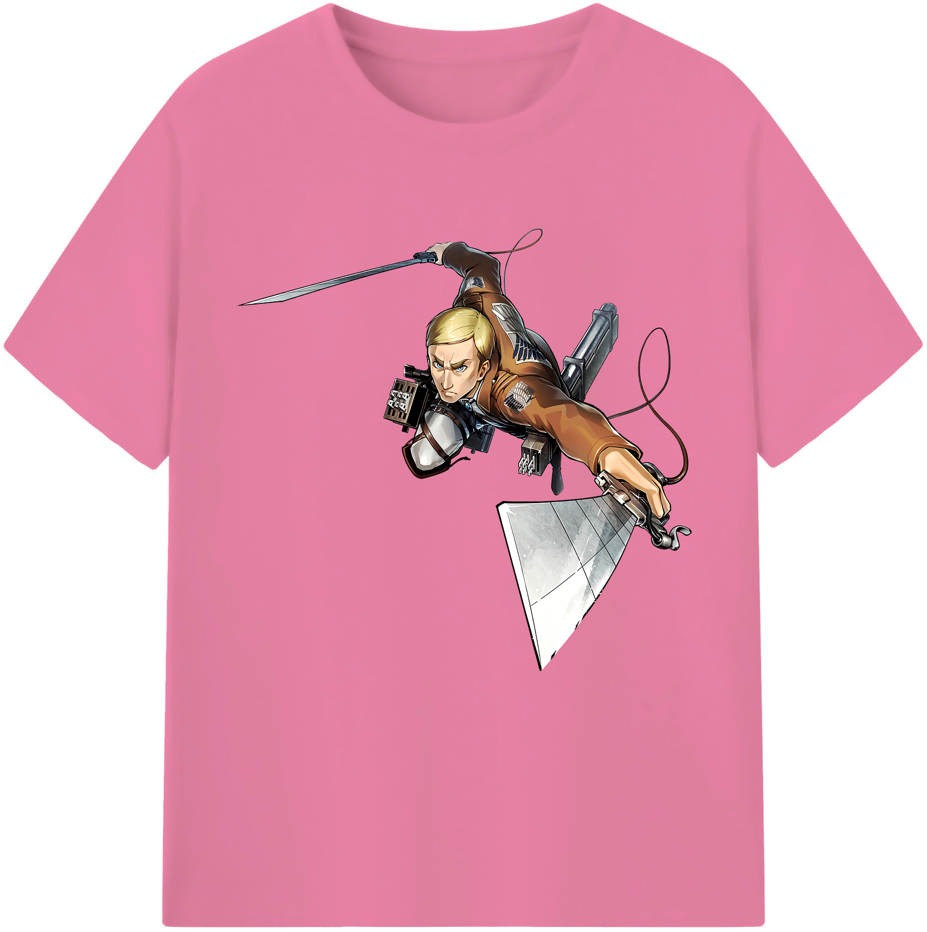 （画像用） 進撃の巨人 エルヴィン・スミス Attack on Titan Erwin Smith 綿100％半袖Tシャツ（フロントプリント）